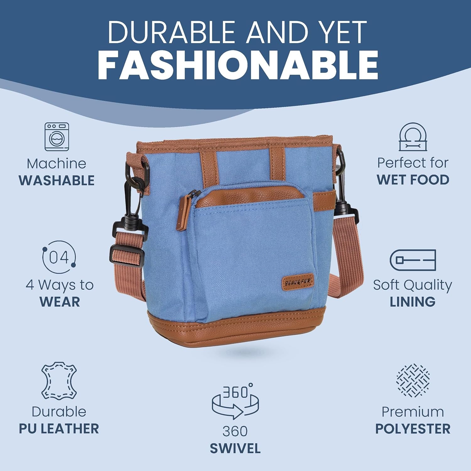 Dog Treat Pouch with Dog Clicker for Training - Hands-Free Dog Treat Bag with Magnetic Closure, Multi-Pocket Treat Pouches for Pet Training with Built-In Poop Bag Holder Pocket