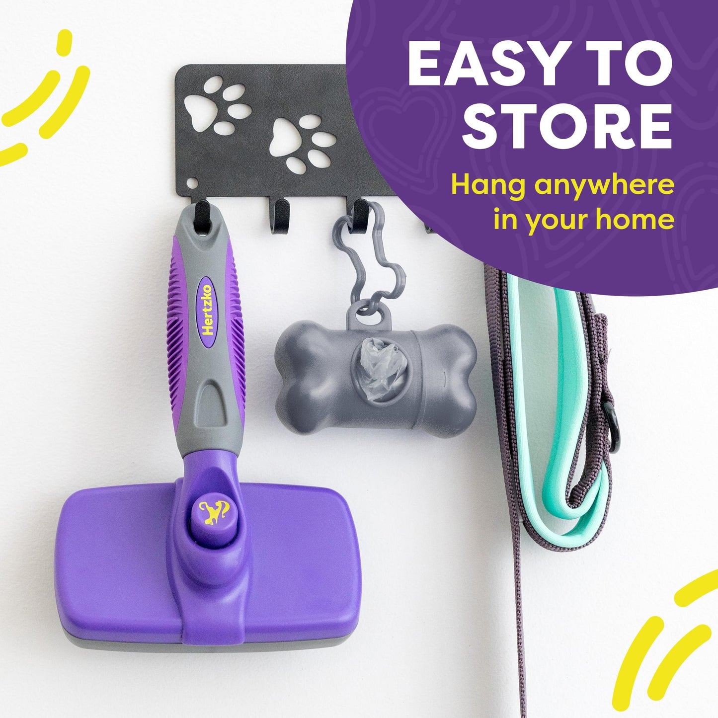 Self Cleaning Slicker Brush for Dogs and Cats - Pet Hair Brush for Shedding Long and Short Hair - Easy Clean Retractable Bristles - Cat and Dog Grooming Tool - Purple