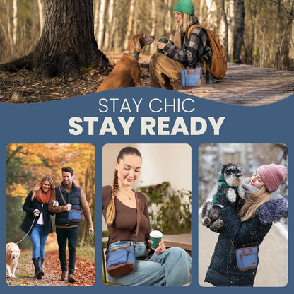 Dog Treat Pouch with Dog Clicker for Training - Hands-Free Dog Treat Bag with Magnetic Closure, Multi-Pocket Treat Pouches for Pet Training with Built-In Poop Bag Holder Pocket